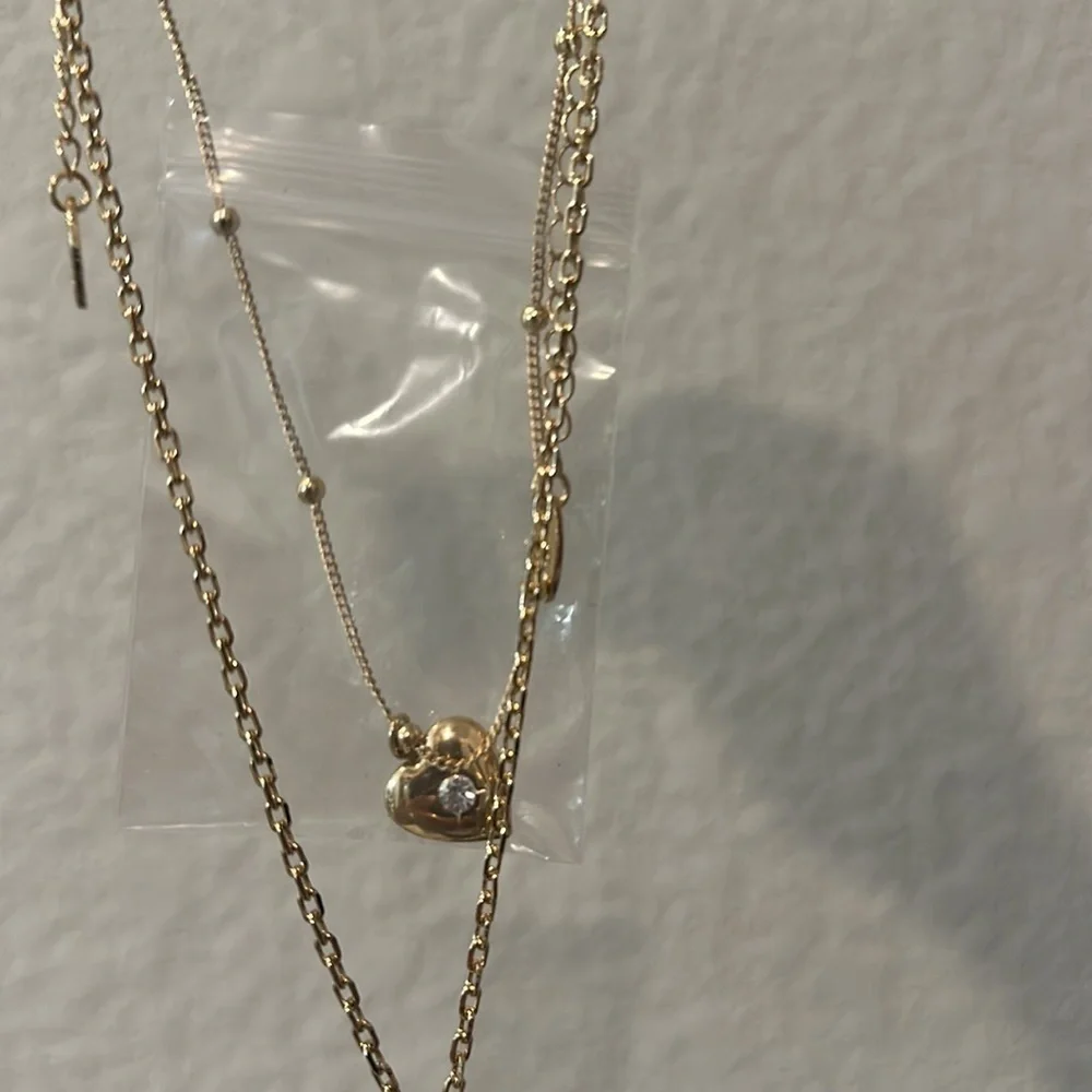 Ettika double heart charm necklace NWT